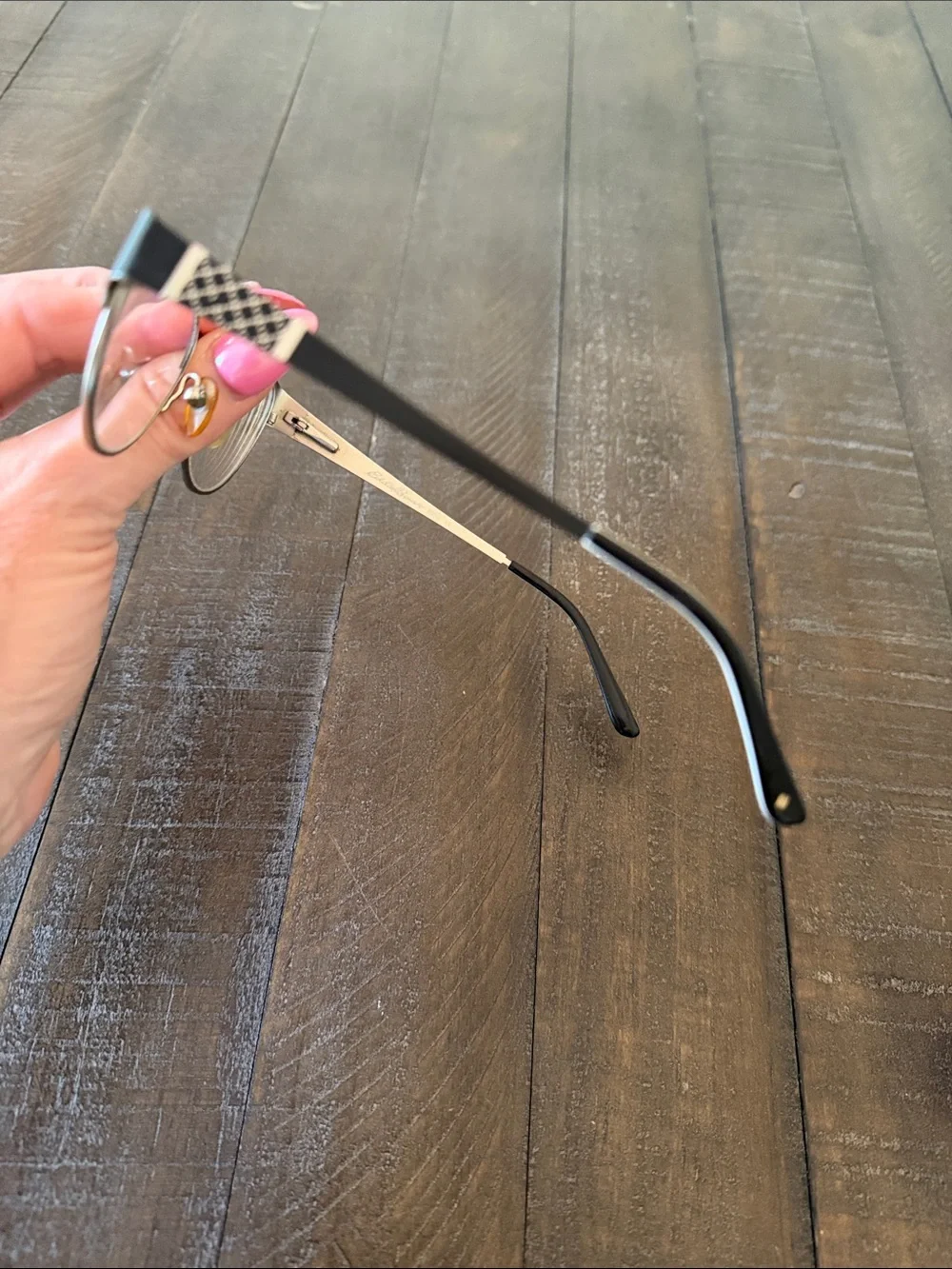 Eddie Bauer Black Metal Frame 8350 Glasses with Silver Patterned Temples